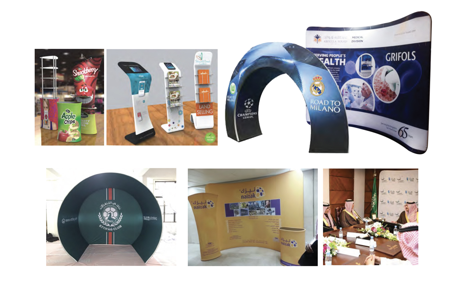 Fabric stands and advertising material